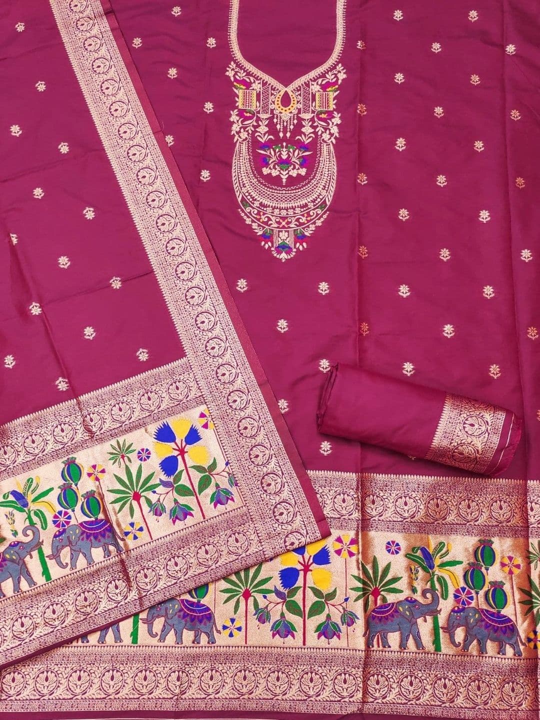 KALINI Pure Silk Unstitched Dress Material thumbnail 2
