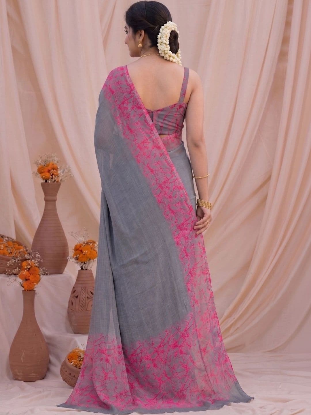 MAGNEITTA Pure Chiffon Designer Saree thumbnail 4