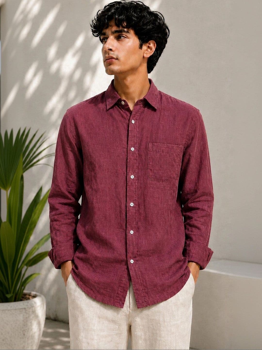 HERE&NOW Men Comfort Semi Sheer Casual Shirt thumbnail 6
