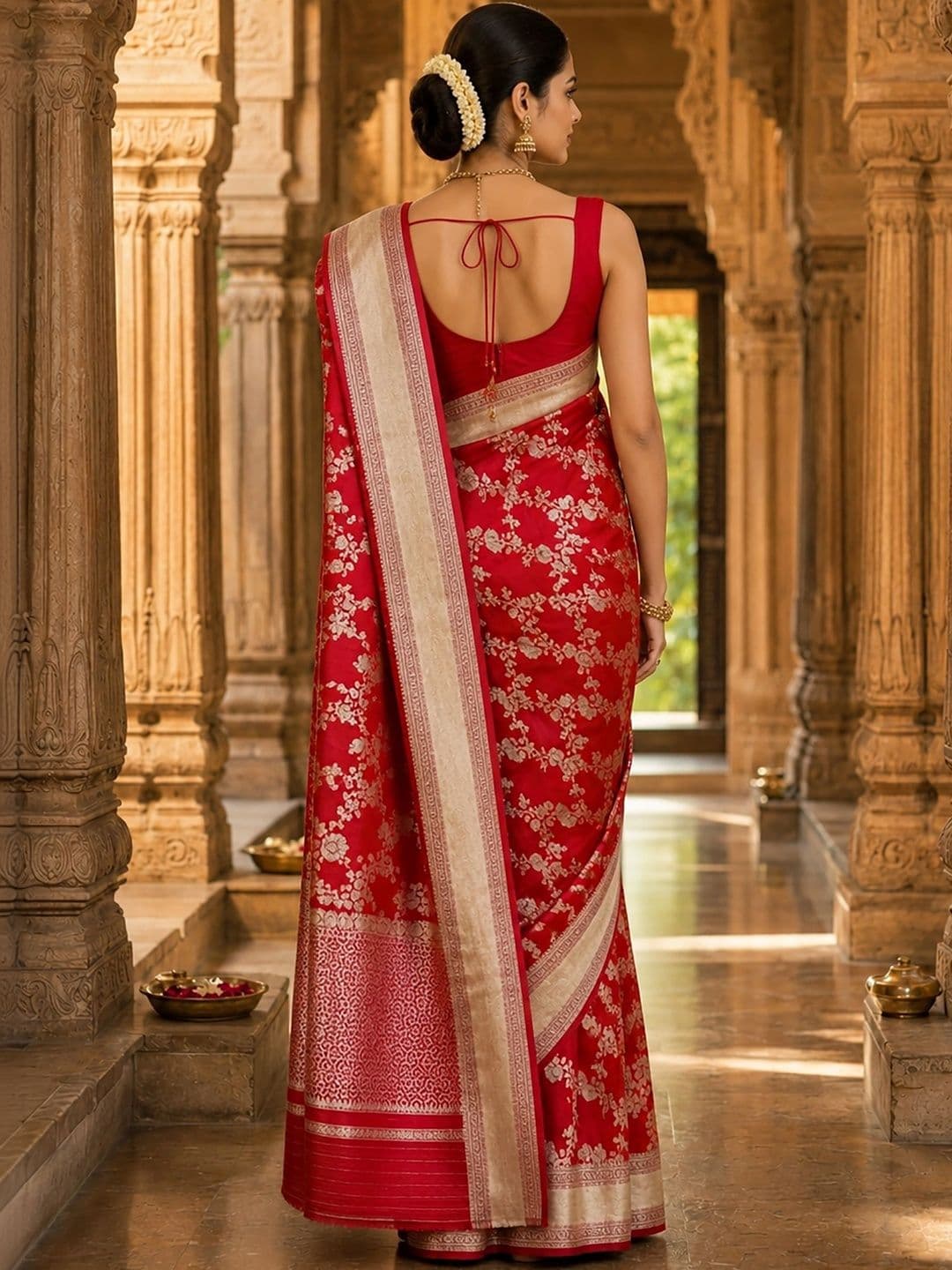 Mitera Woven Design Zari Silk Blend Designer Banarasi Saree thumbnail 3