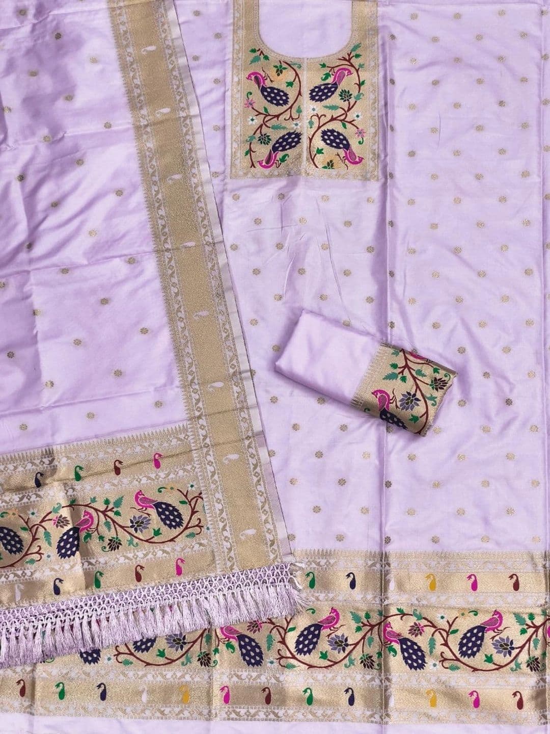 KALINI Pure Silk Unstitched Dress Material thumbnail 3