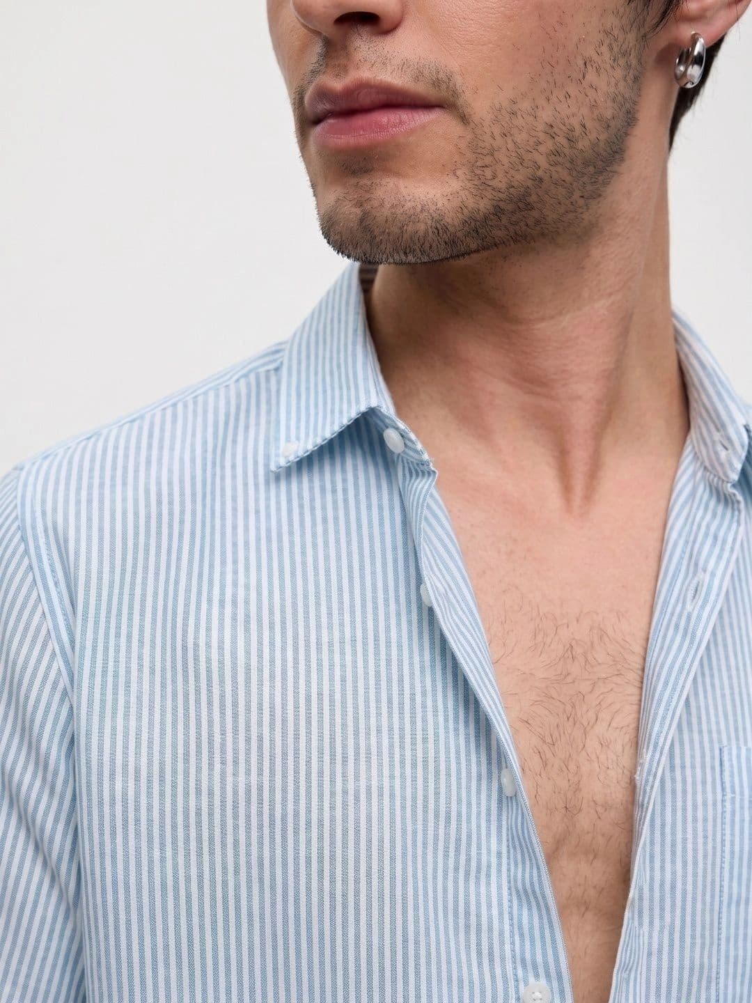 HENSHIKA Men Standard Striped Casual Shirt thumbnail 3