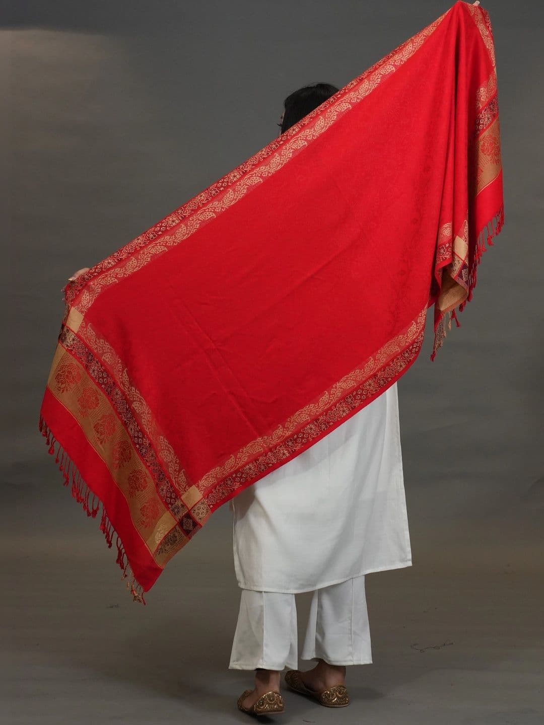 S.T. Women Ethnic Motifs Woven Design Acrylic Shawl thumbnail 2