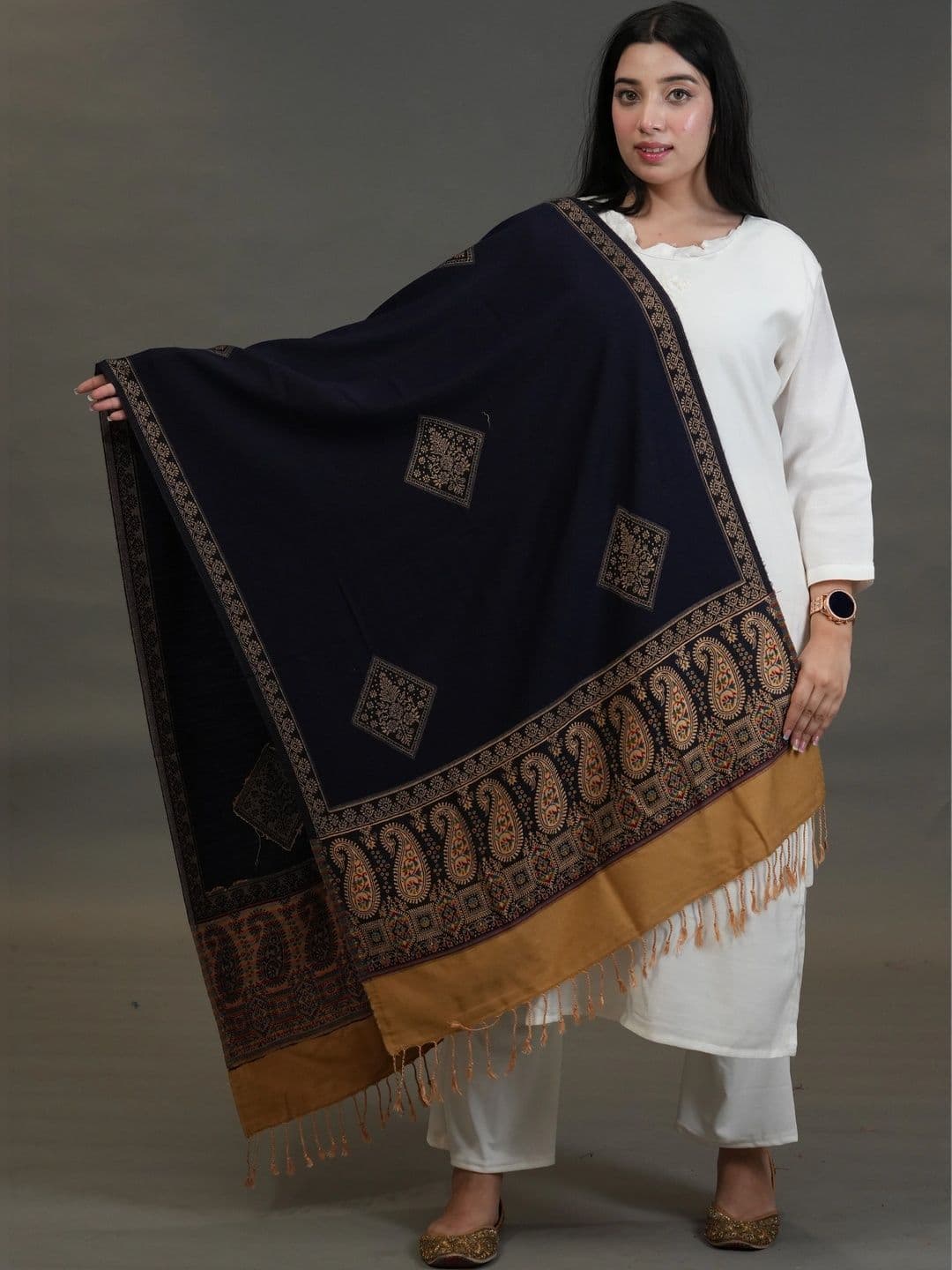 S.T. Women Paisley Woven Design Acrylic Shawl - view 1
