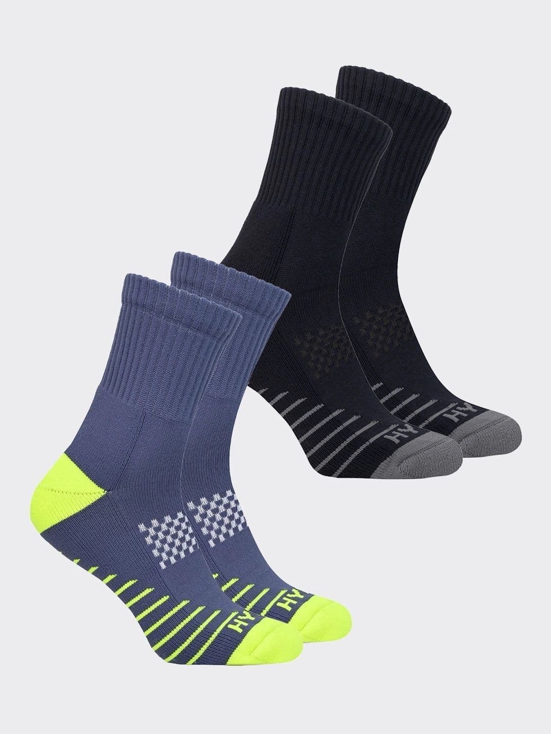 HYPR FIT Men Pack of 2 Cotton Patterned Calf Length Socks thumbnail 6