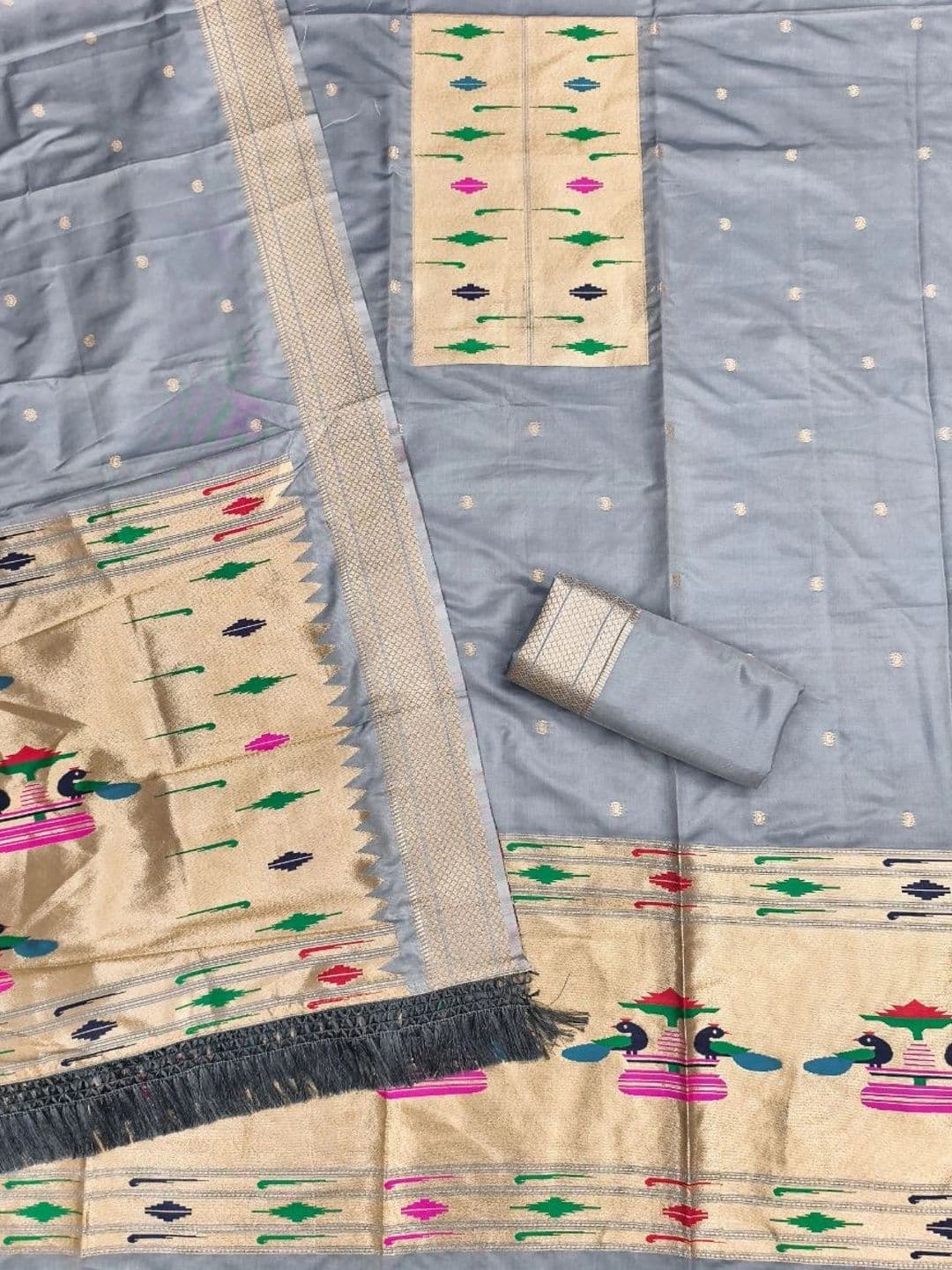 KALINI Pure Silk Unstitched Dress Material thumbnail 2