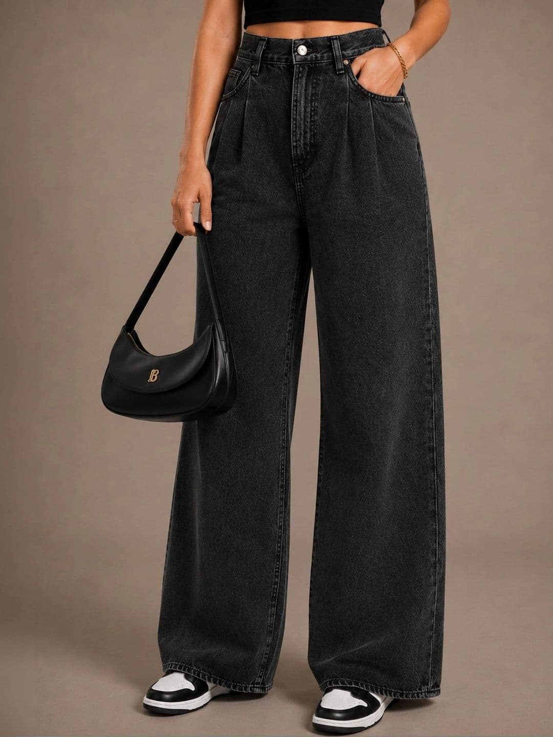 Mast & Harbour Women Comfort Wide Leg High-Rise Stretchable Jeans thumbnail 2