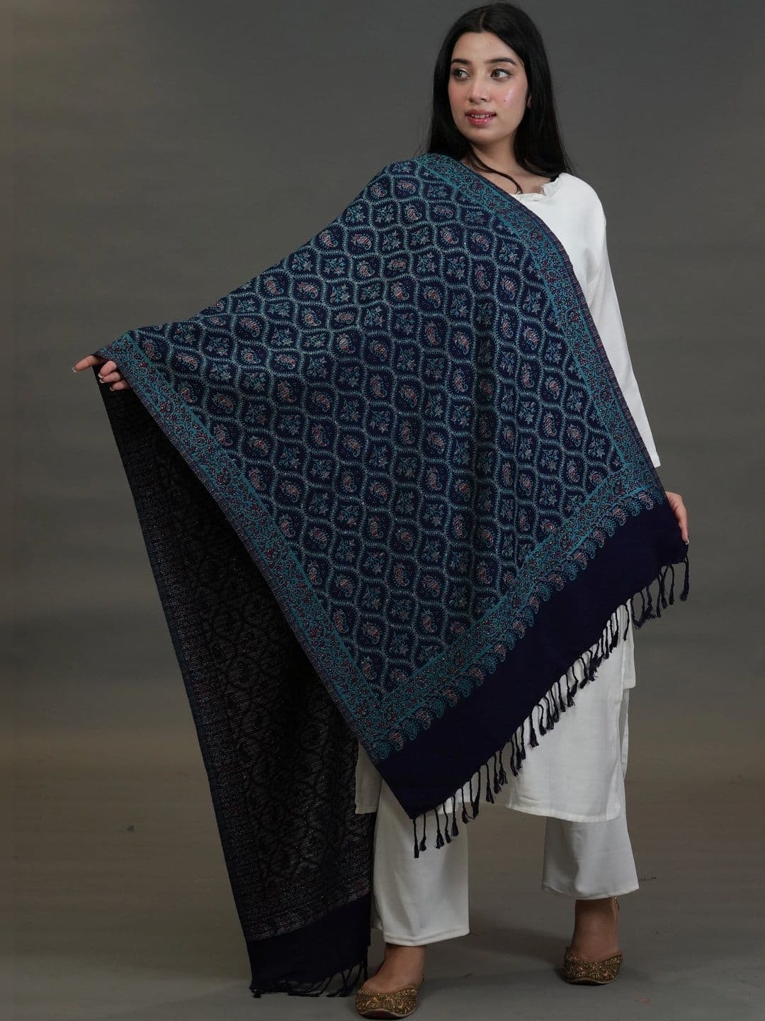 S.T. Women Ethnic Motifs Woven Design Acrylic Shawl - view 1