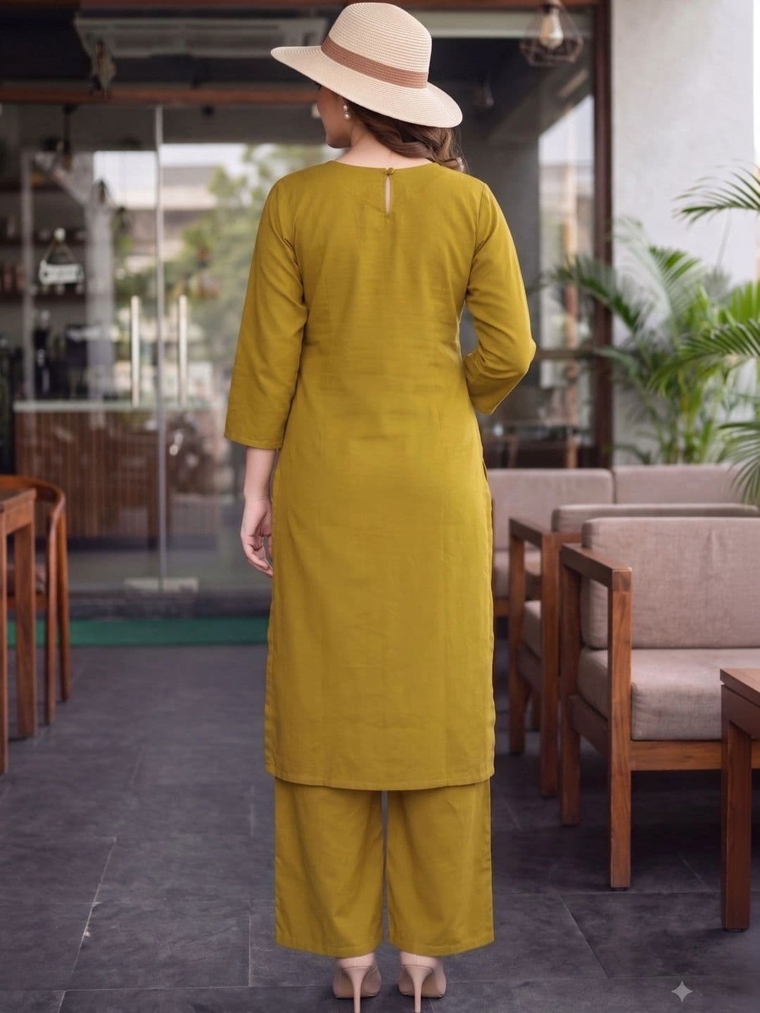 KASTURUM Women Ethnic Motifs Embroidered Regular Thread Work Pure Cotton Kurta with Palazzos thumbnail 5