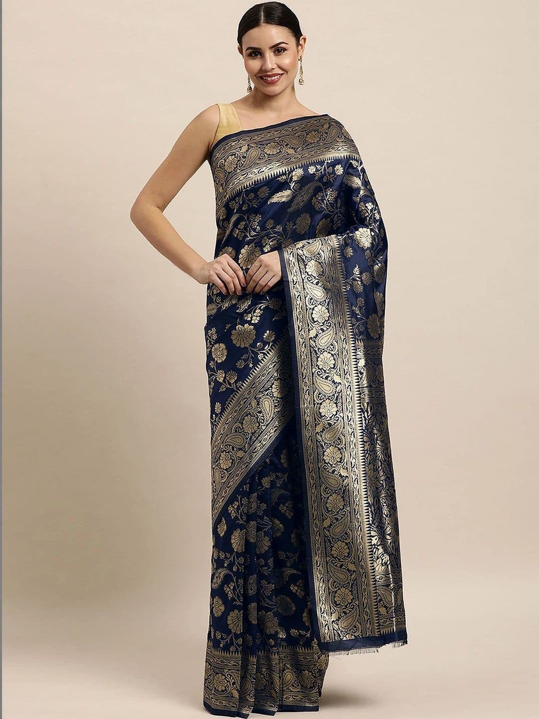KALINI Floral Zari Art Silk Banarasi Saree - view 1
