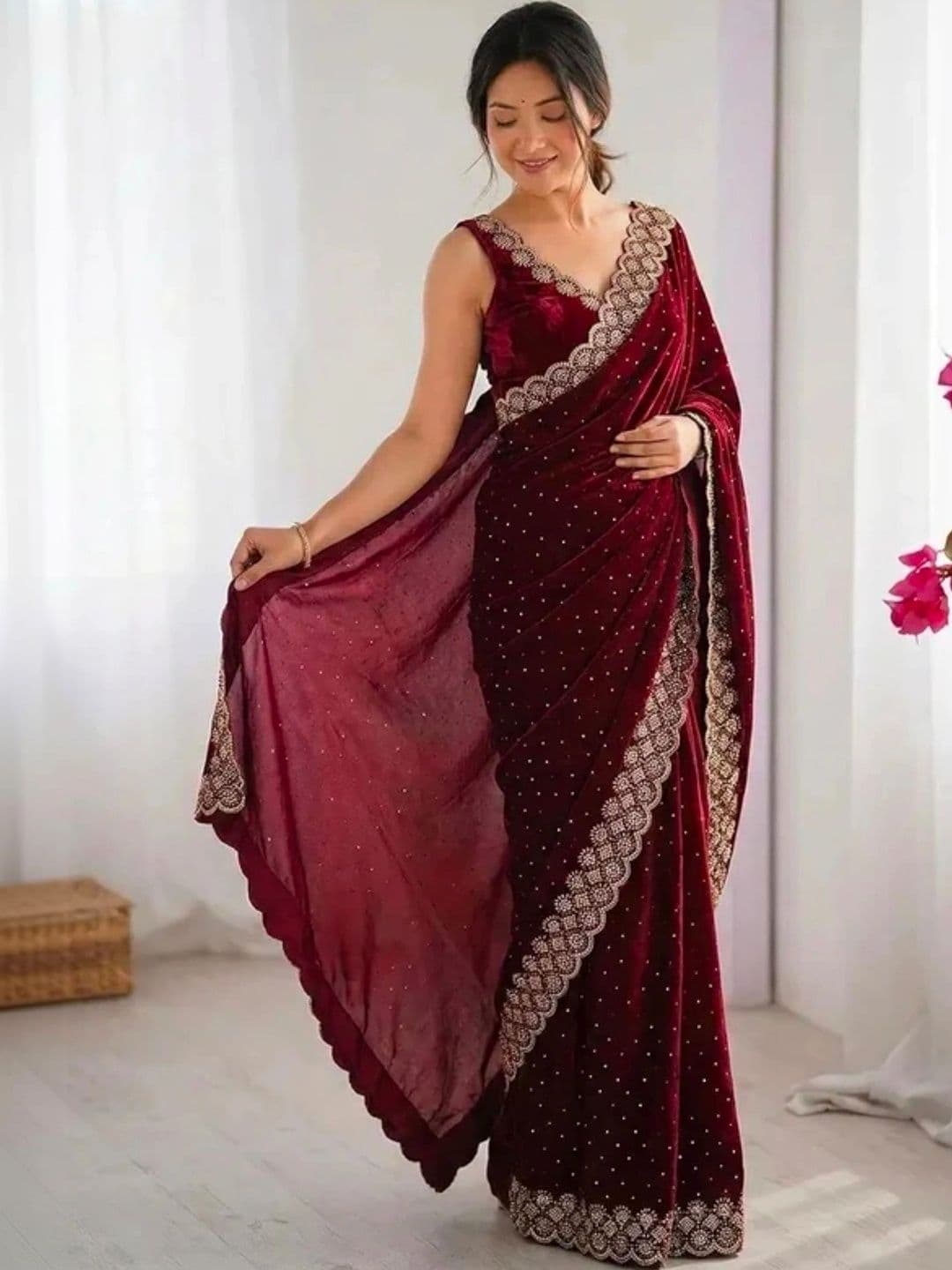 shreevali creation Embellished Satin Saree - view 1