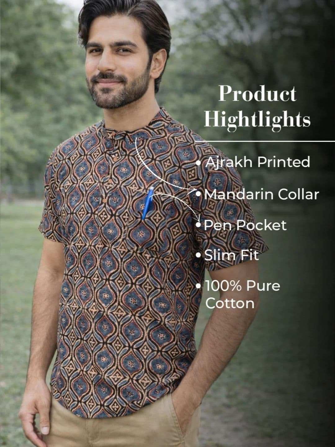 Avishya Men Tribal Printed Handloom Kurta thumbnail 6