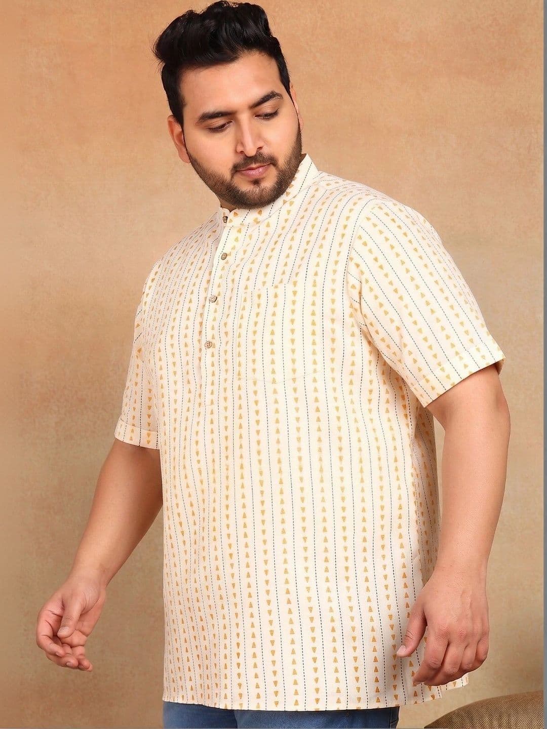Sztori Men Geometric Printed Kurta thumbnail 5