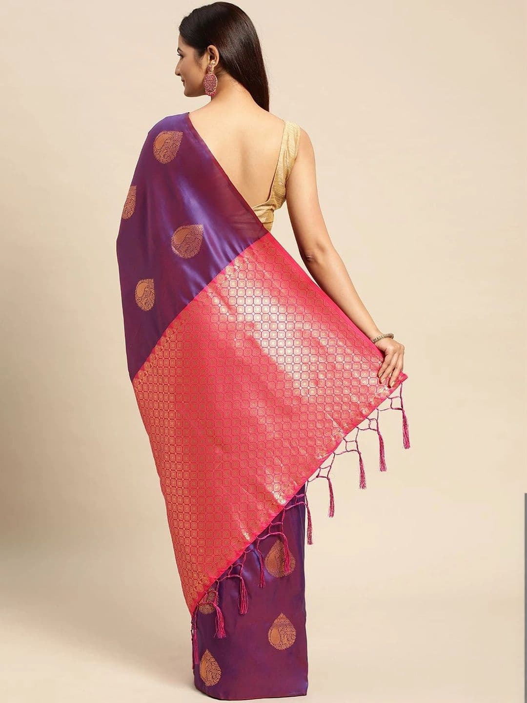 Dhaaga Ghar Paisley Zari Art Silk Banarasi Saree thumbnail 3