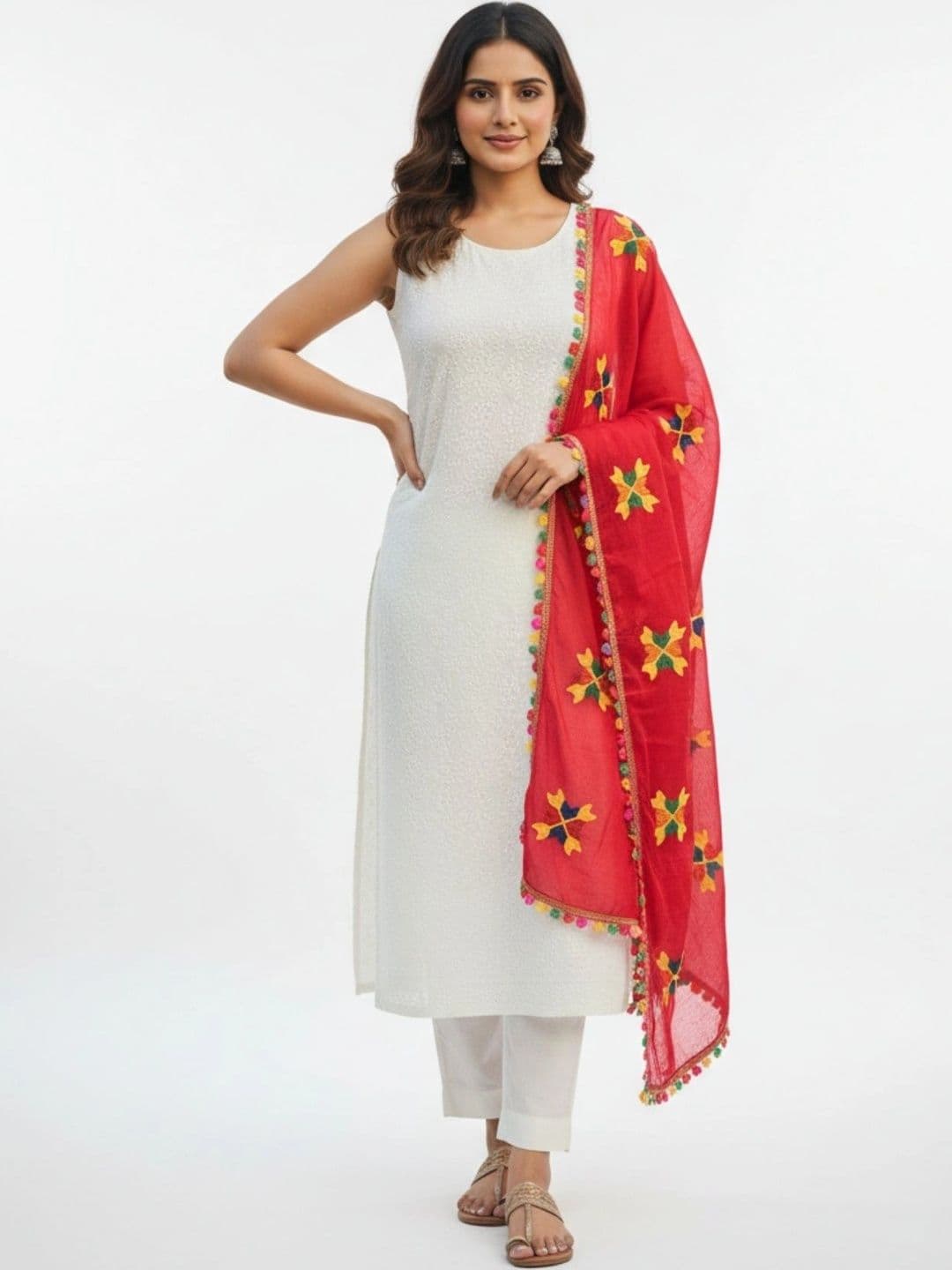 IVAARA Ethnic Motifs Embroidered Dupatta with Thread Work thumbnail 5