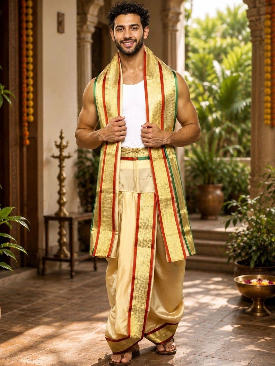 Banarasi Poshak Men Striped Dhoti Dhotis - view 1