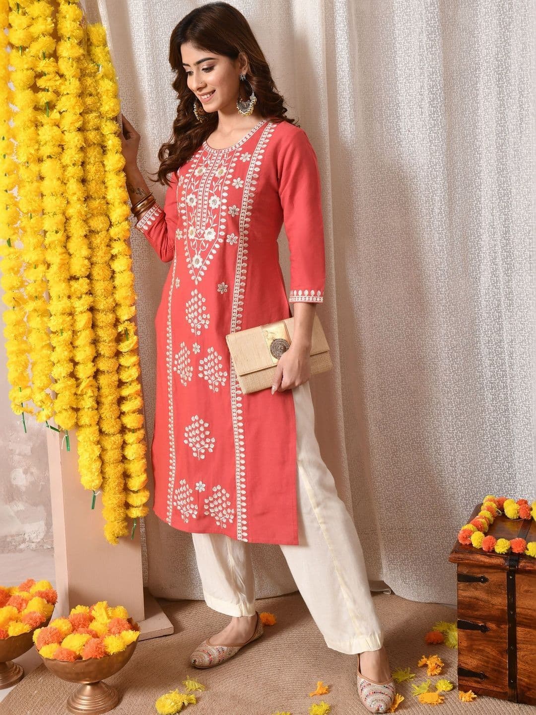 BKApparels Women Geometric Embroidered Thread Work Floral Kurta thumbnail 2