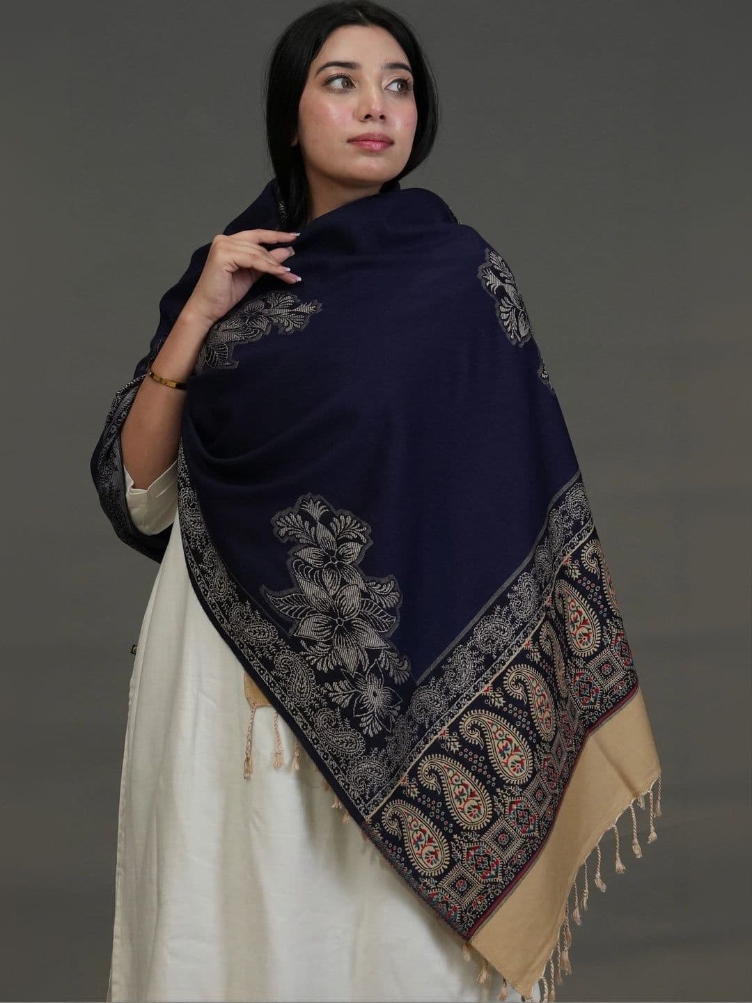 S.T. Women Ethnic Motifs Woven Design Acrylic Shawl thumbnail 2