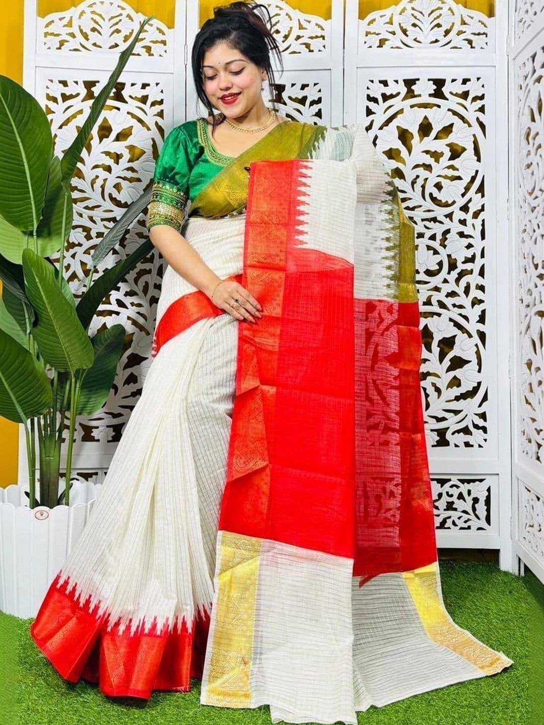 TWRIL Woven Design Zari Pure Cotton Saree - view 1