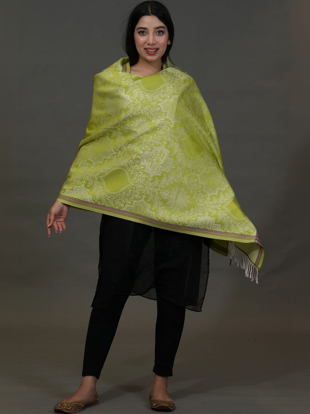 S.T. Women Ethnic Motifs Woven Design Acrylic Shawl thumbnail 3