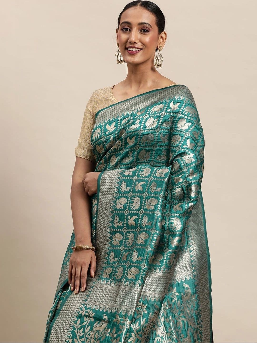 KALINI Woven Design Zari Art Silk Banarasi Saree thumbnail 2