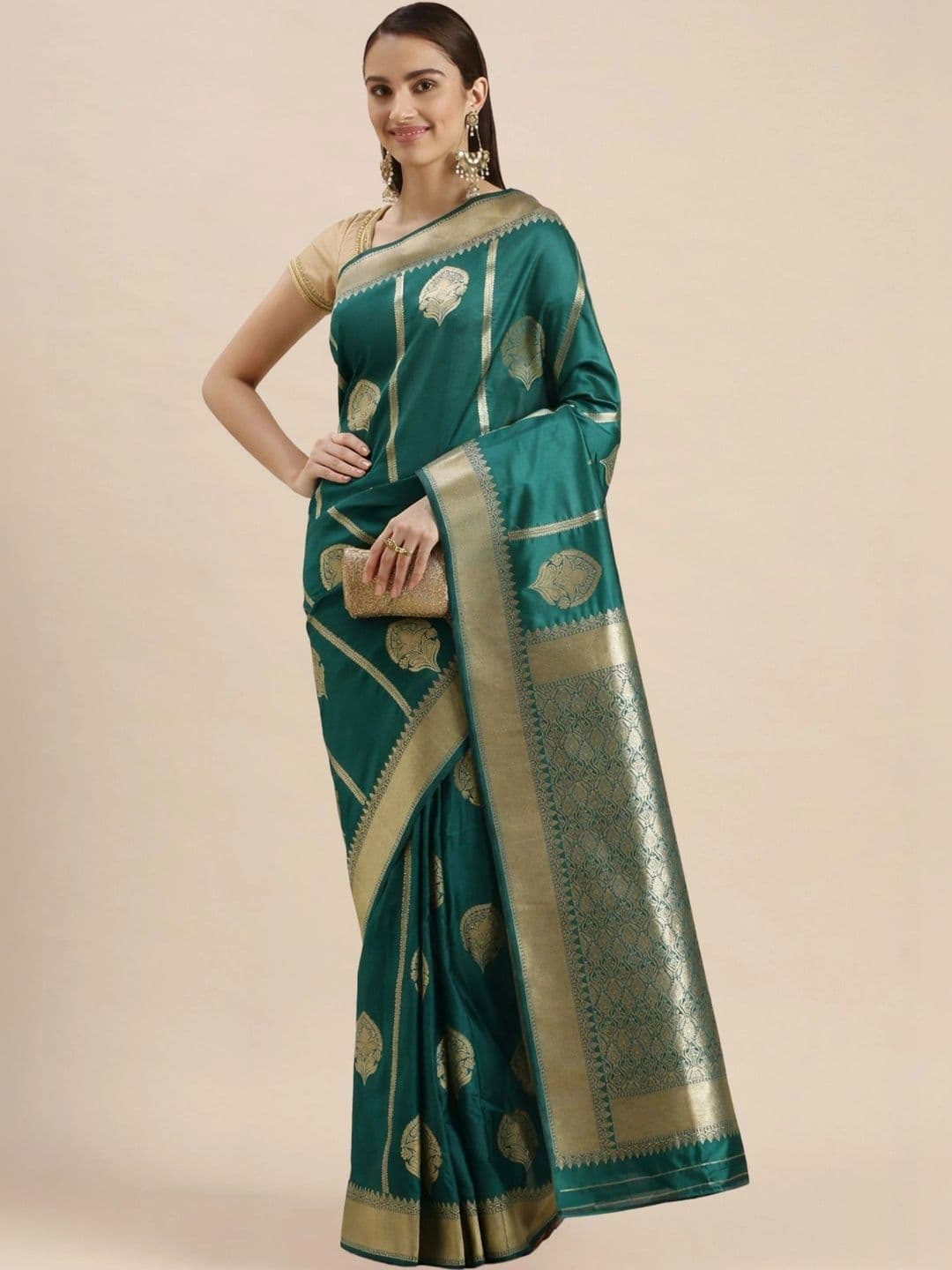 KALINI Women Woven Design Zari Art Silk Banarasi Saree thumbnail 5