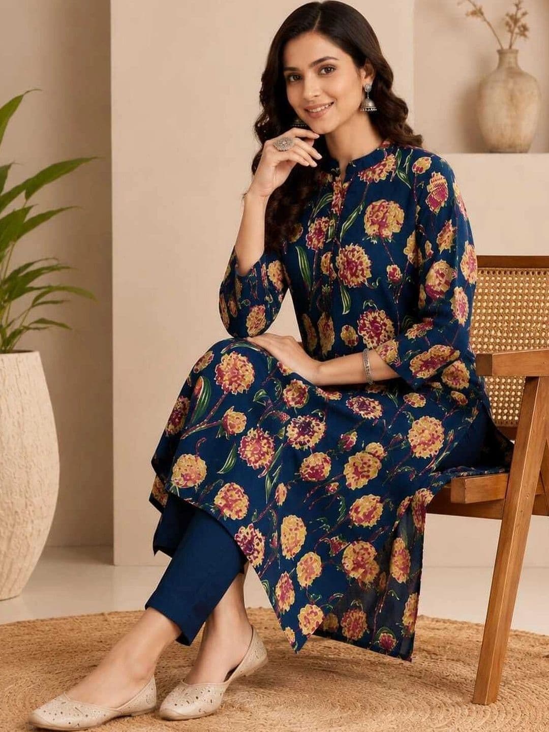Sangria Women Floral Printed Floral Kurta thumbnail 4