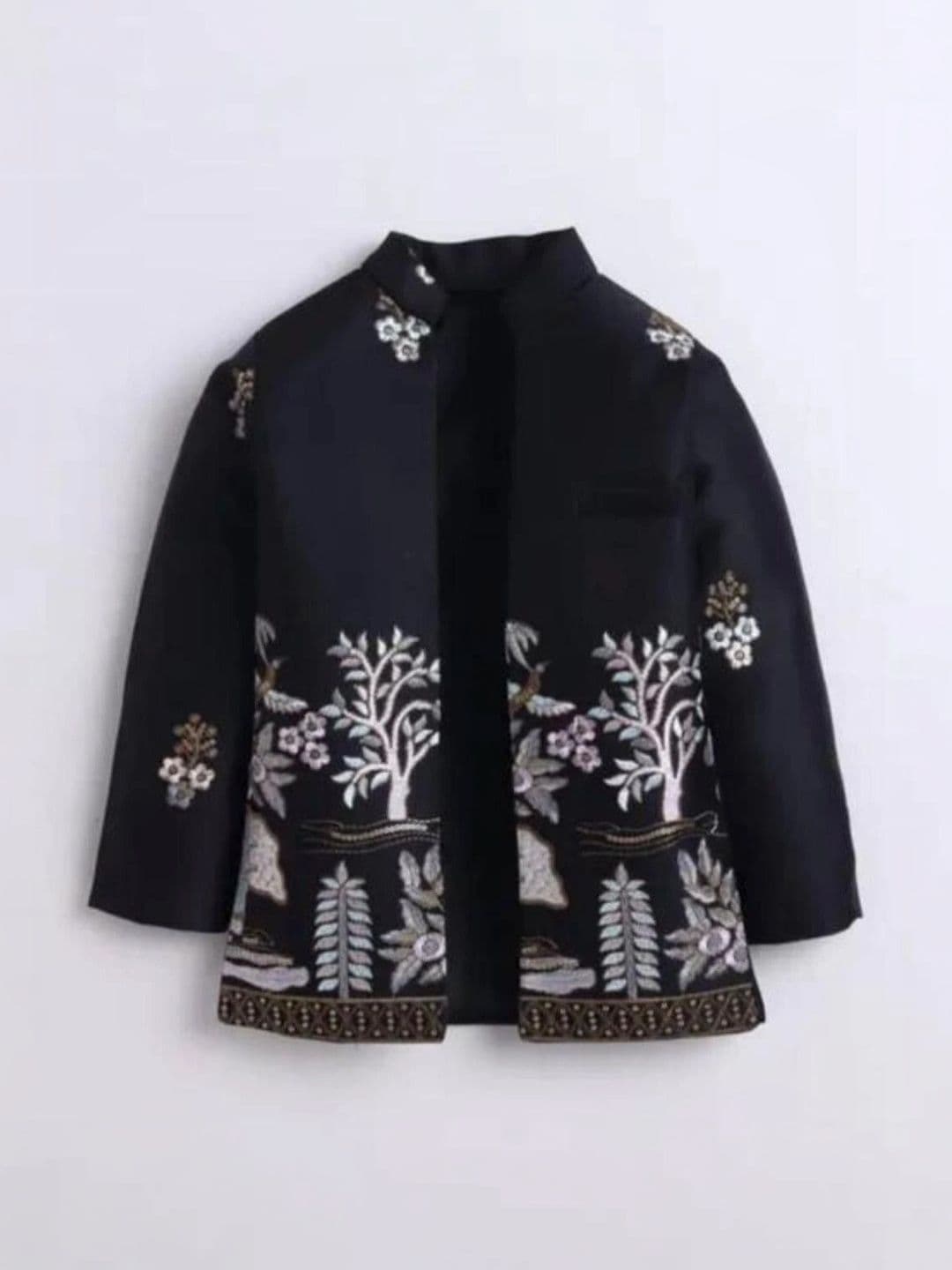 Elite Trend Traders Boys Embroidered Satin Mandarin Collar Neck Sherwani Set thumbnail 3