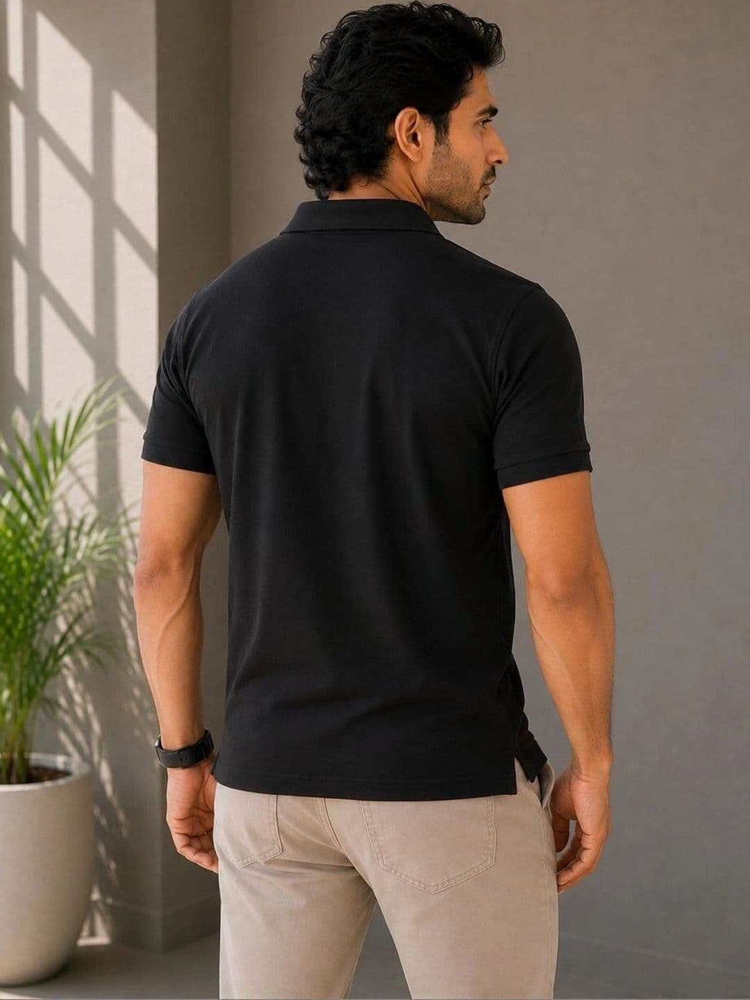 VELDEER Men Brand Logo Polo Collar T-shirt thumbnail 3