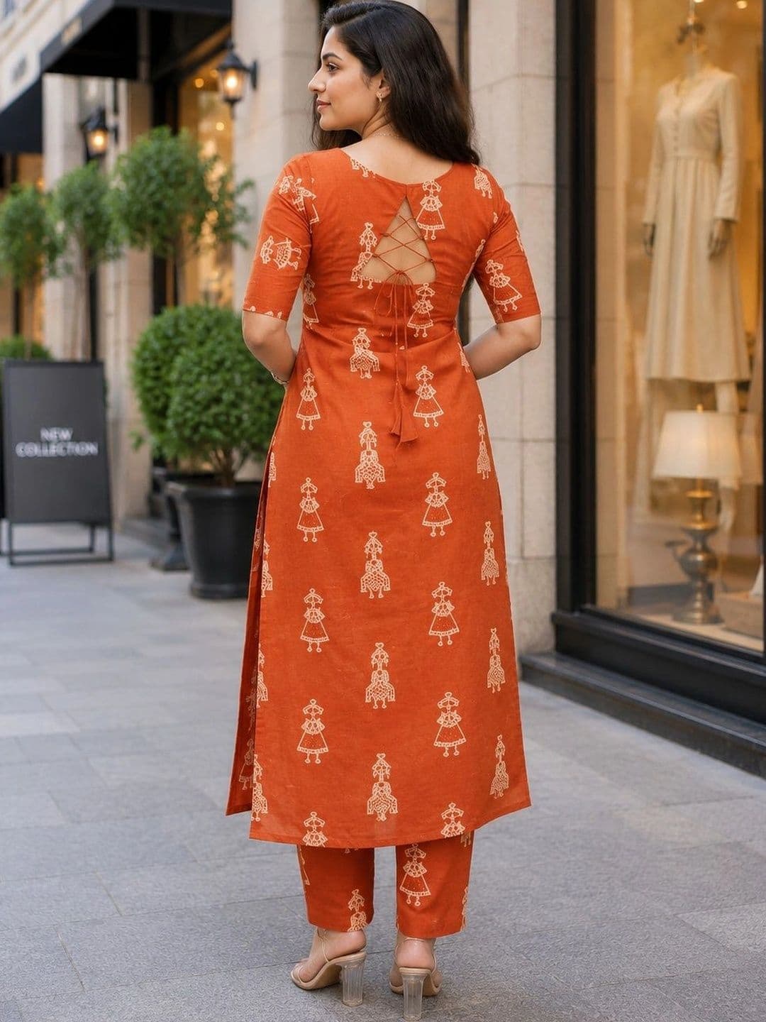 BAESD Ethnic Motifs Printed Key-Hole Neck Straight Kurta with Trouser thumbnail 5