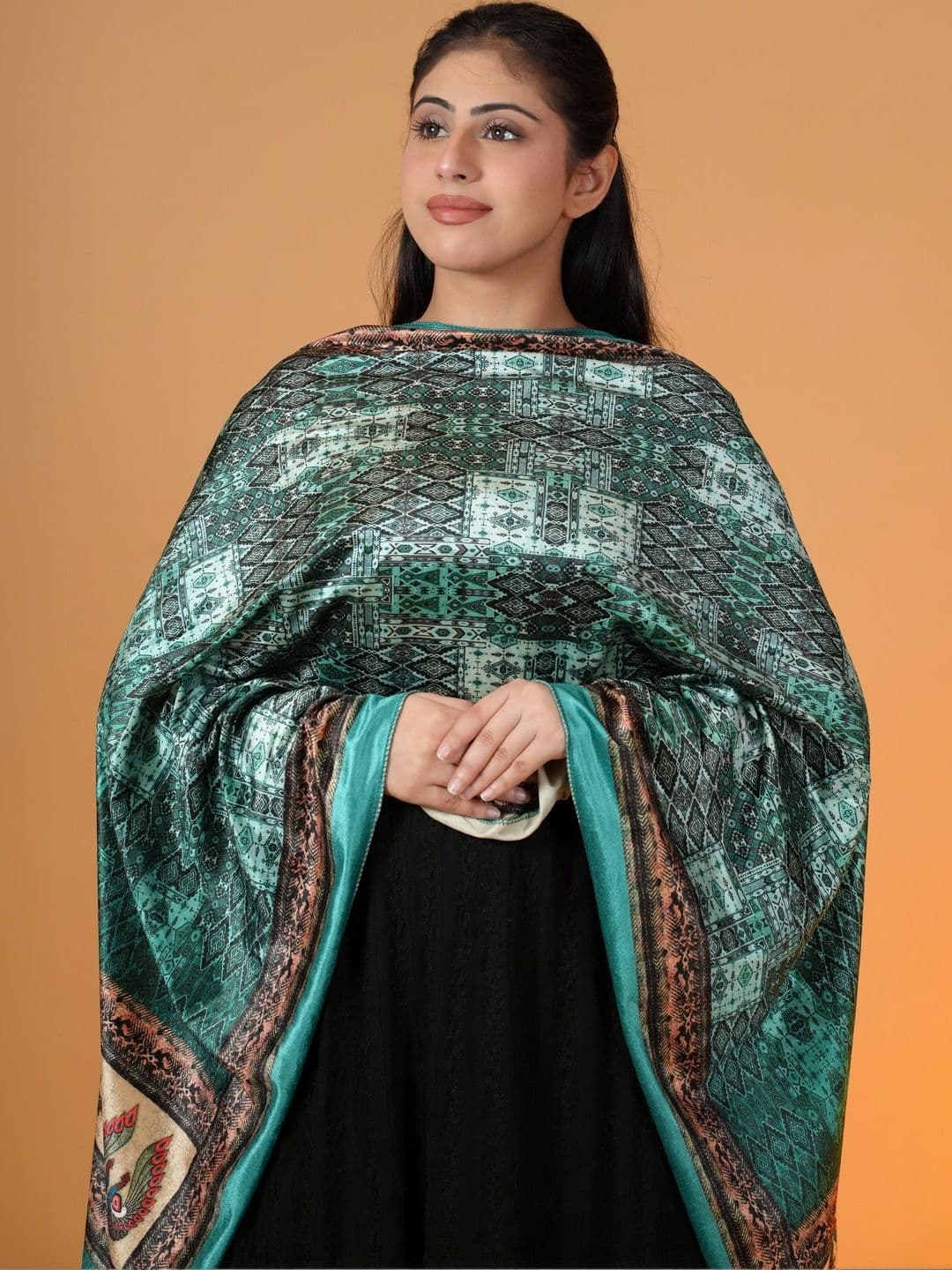 SHIFNEEN Women Paisley Printed Velvet Shawl thumbnail 5