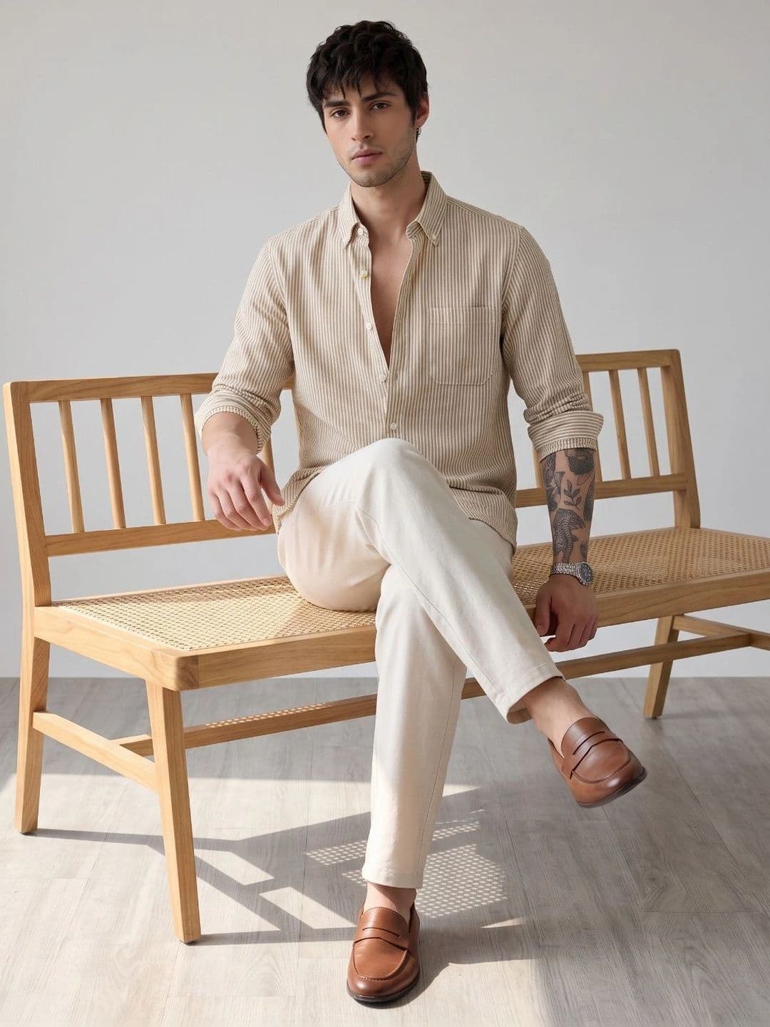 HENSHIKA Men Standard Striped Casual Shirt thumbnail 6