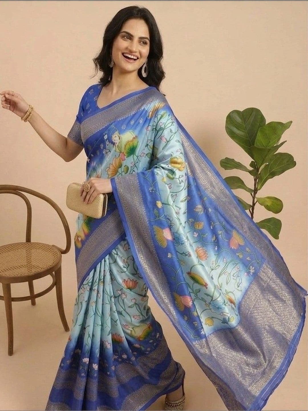 NARIVESH TRENDS Silk Blend Saree thumbnail 4