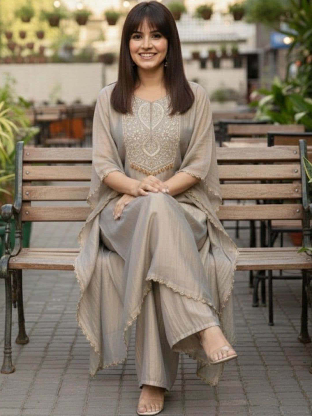 Anouk Rustic Women Ethnic Motifs Embroidered Regular Thread Work Kurta with Palazzos thumbnail 3