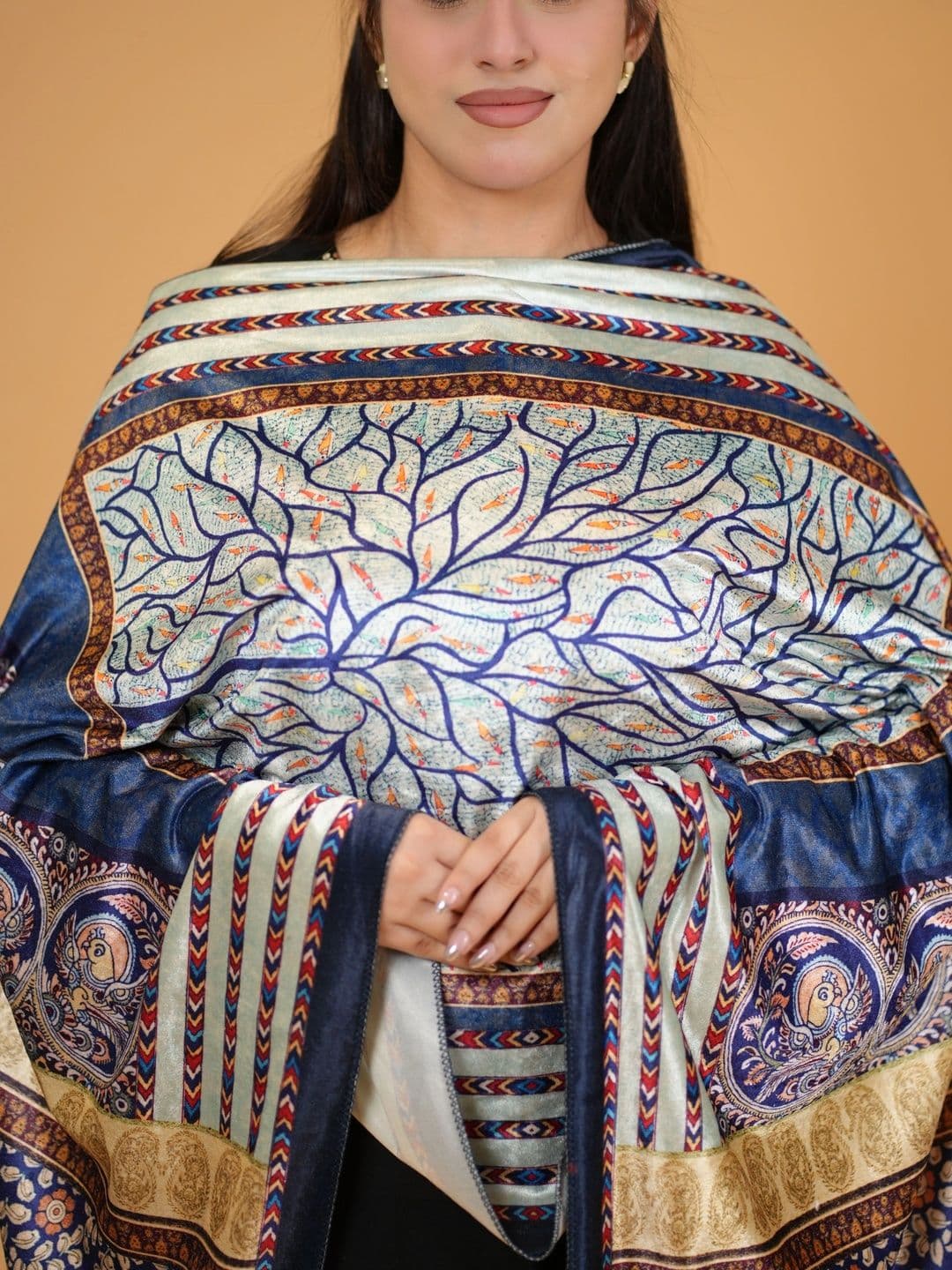 S.T. Women Botanical Printed Velvet Shawl thumbnail 5