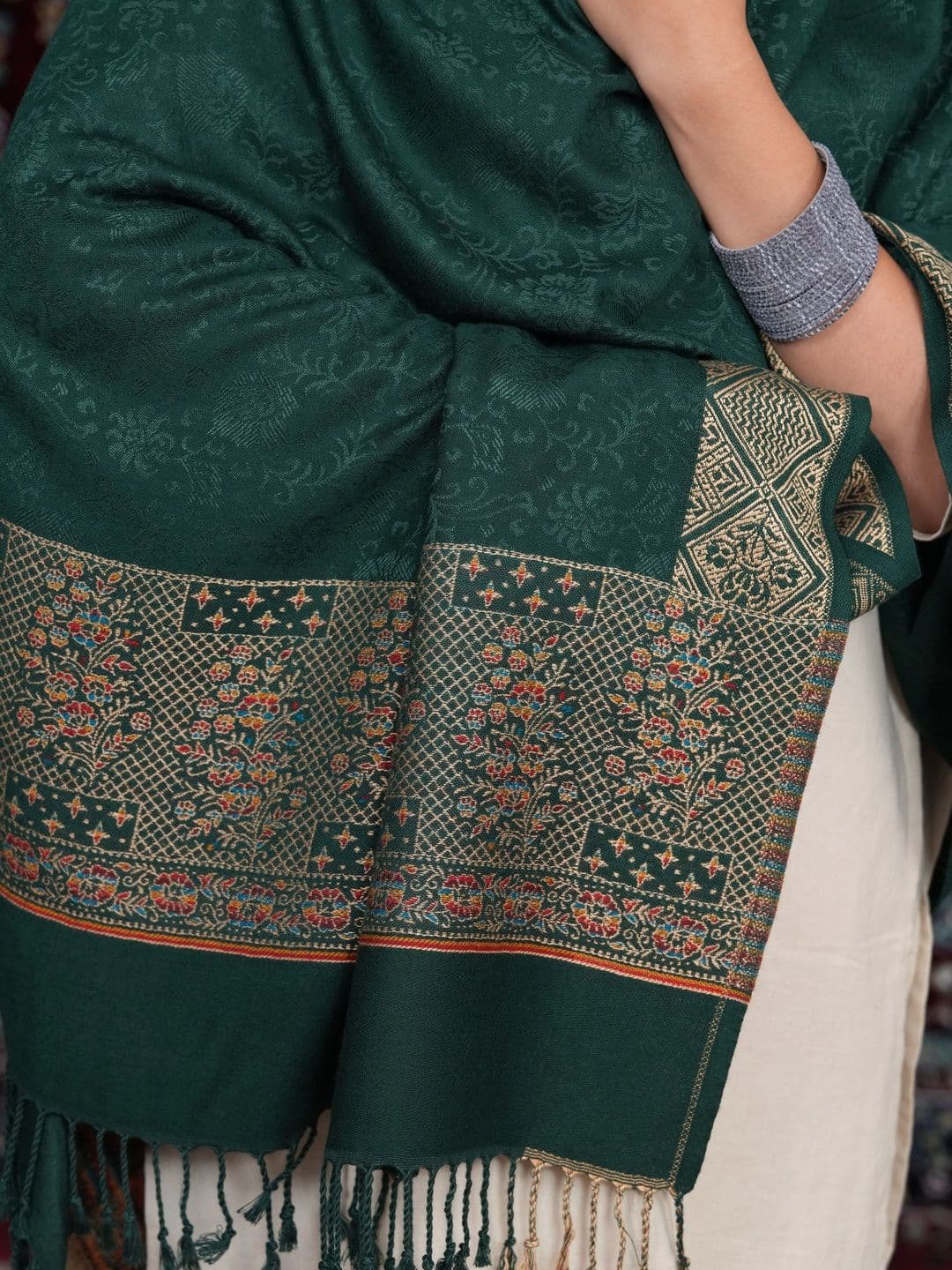 SHIFNEEN Women Ethnic Motifs Woven Design Acrylic Shawl thumbnail 3