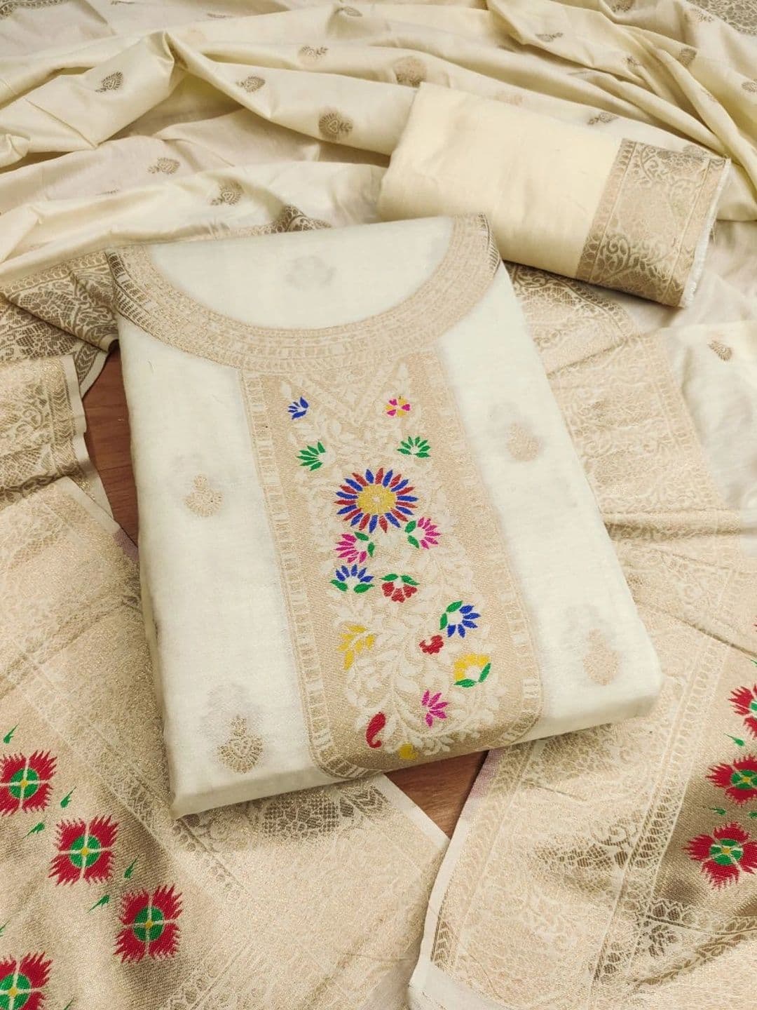 KALINI Pure Cotton Unstitched Dress Material - view 1
