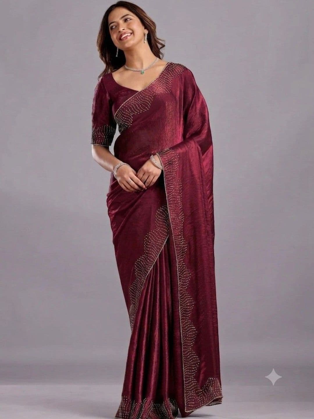 shreevali creation Embellished Satin Saree - view 1