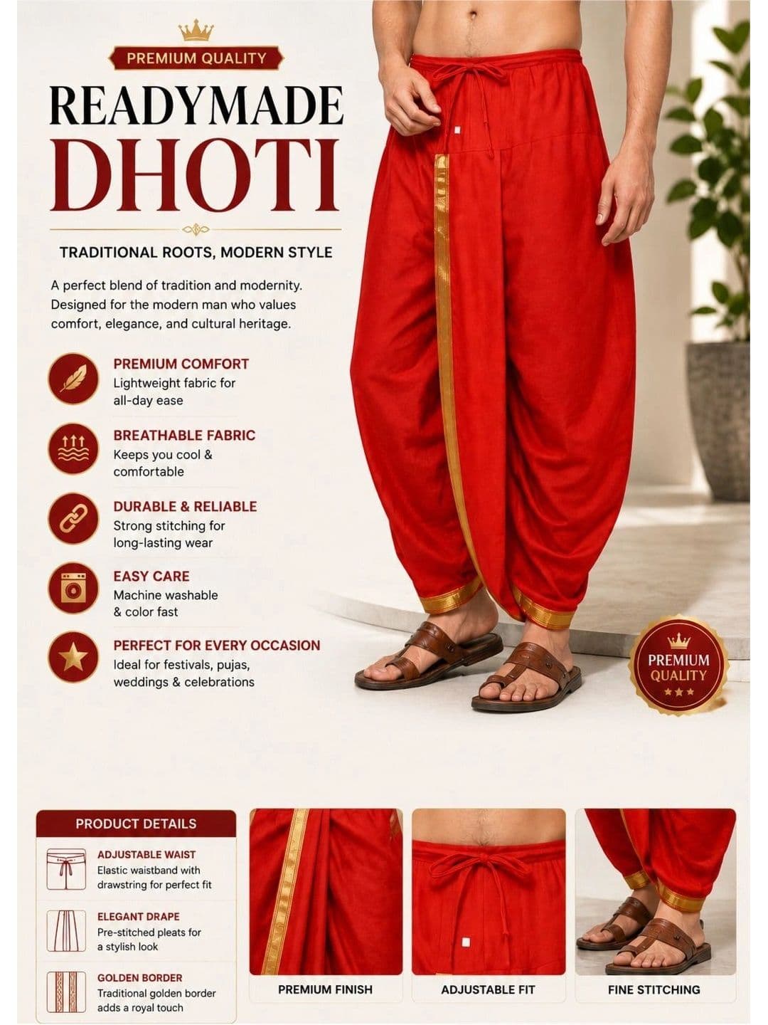 Banarasi Poshak Men Silk Dhoti Dhotis thumbnail 4