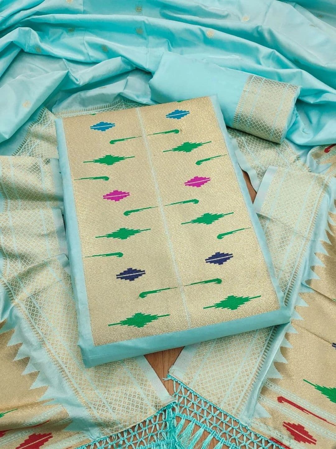 KALINI Pure Silk Unstitched Dress Material - view 1