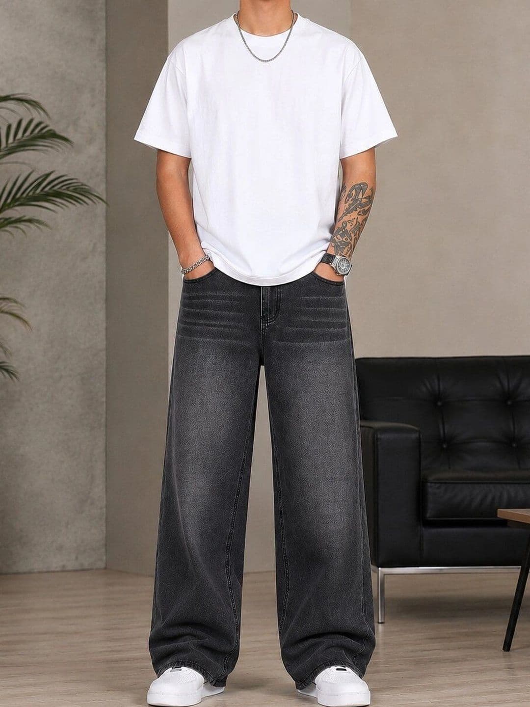 HIGH DENIM Men Straight Fit Mid-Rise Low Distress Stretchable Jeans - view 1