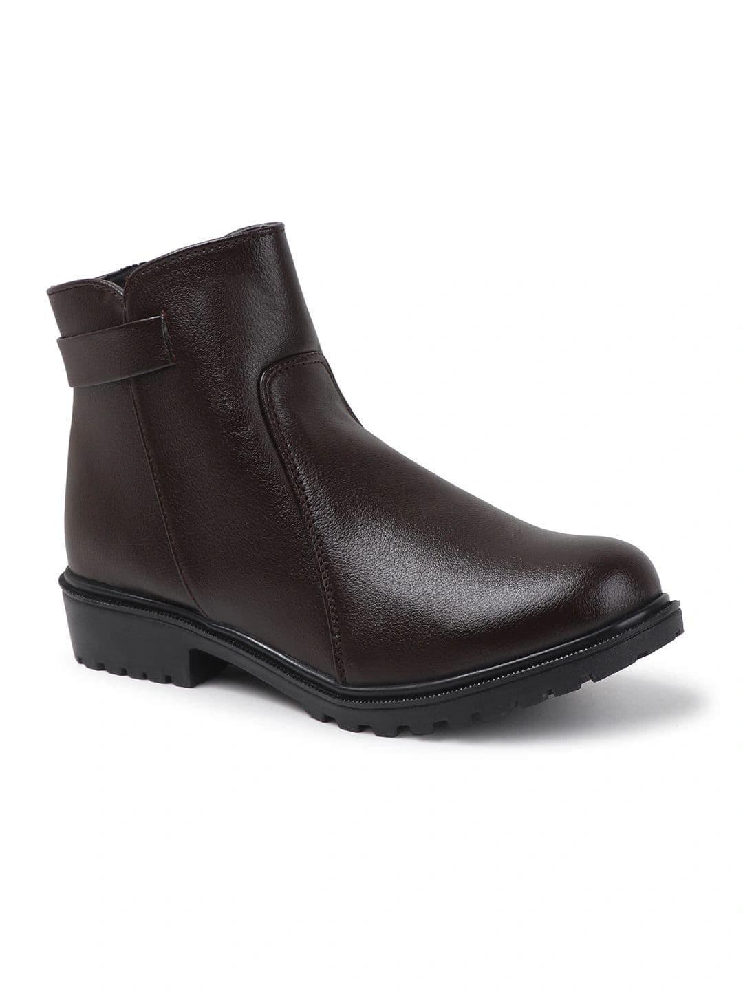The Roadster Lifestyle Co Women Textured Round Toe Zip Fastening Ankle Boots with Block He thumbnail 7