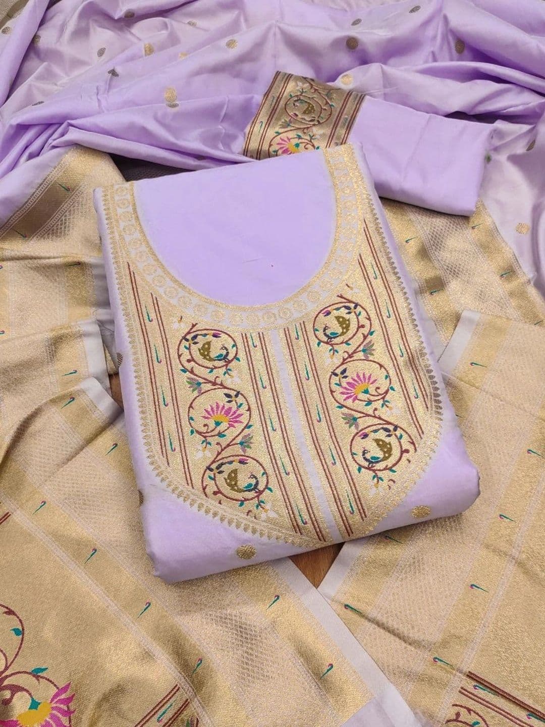 KALINI Pure Silk Unstitched Dress Material - view 1