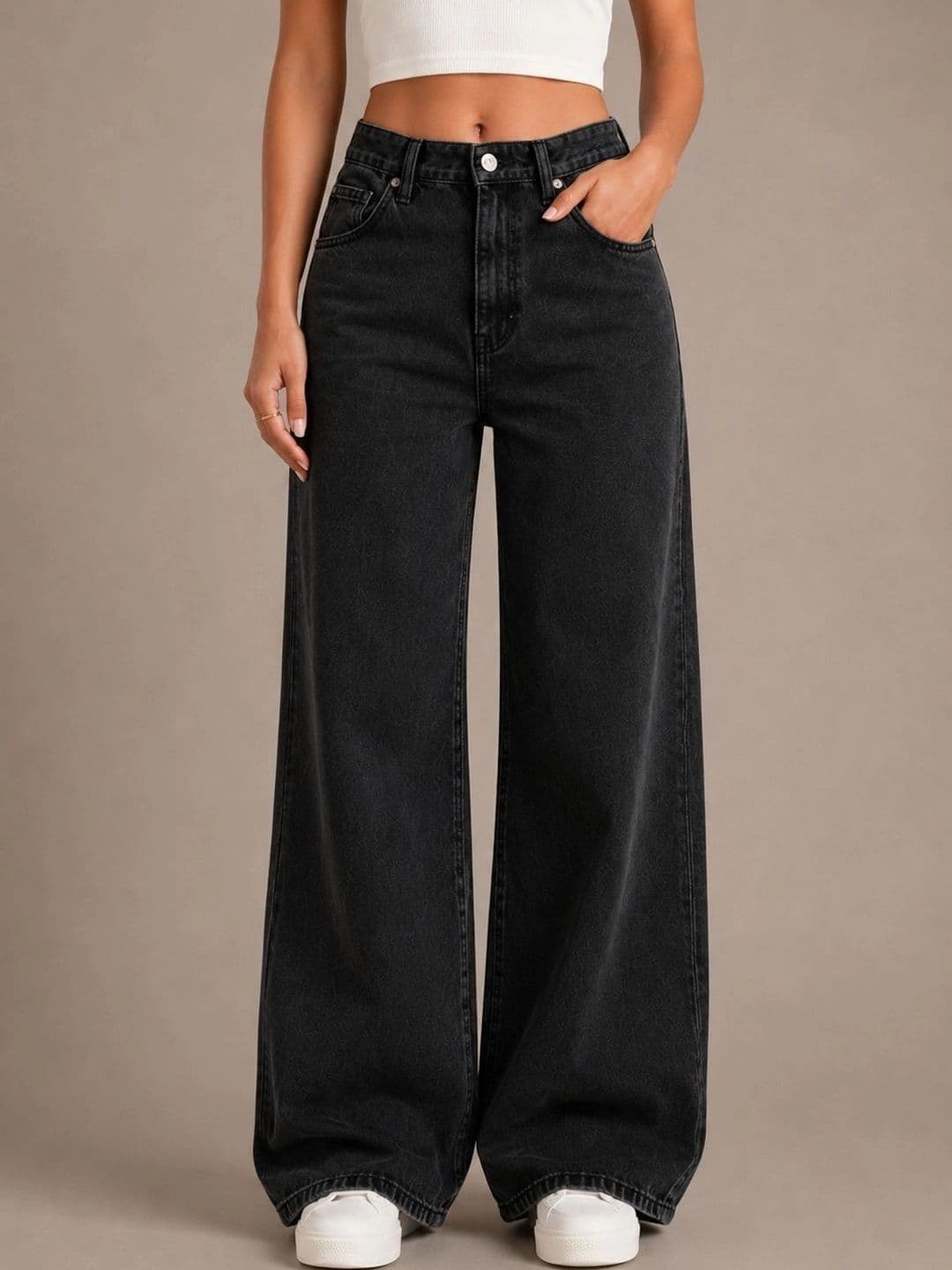 Mast & Harbour Women Comfort Wide Leg High-Rise Stretchable Jeans thumbnail 2