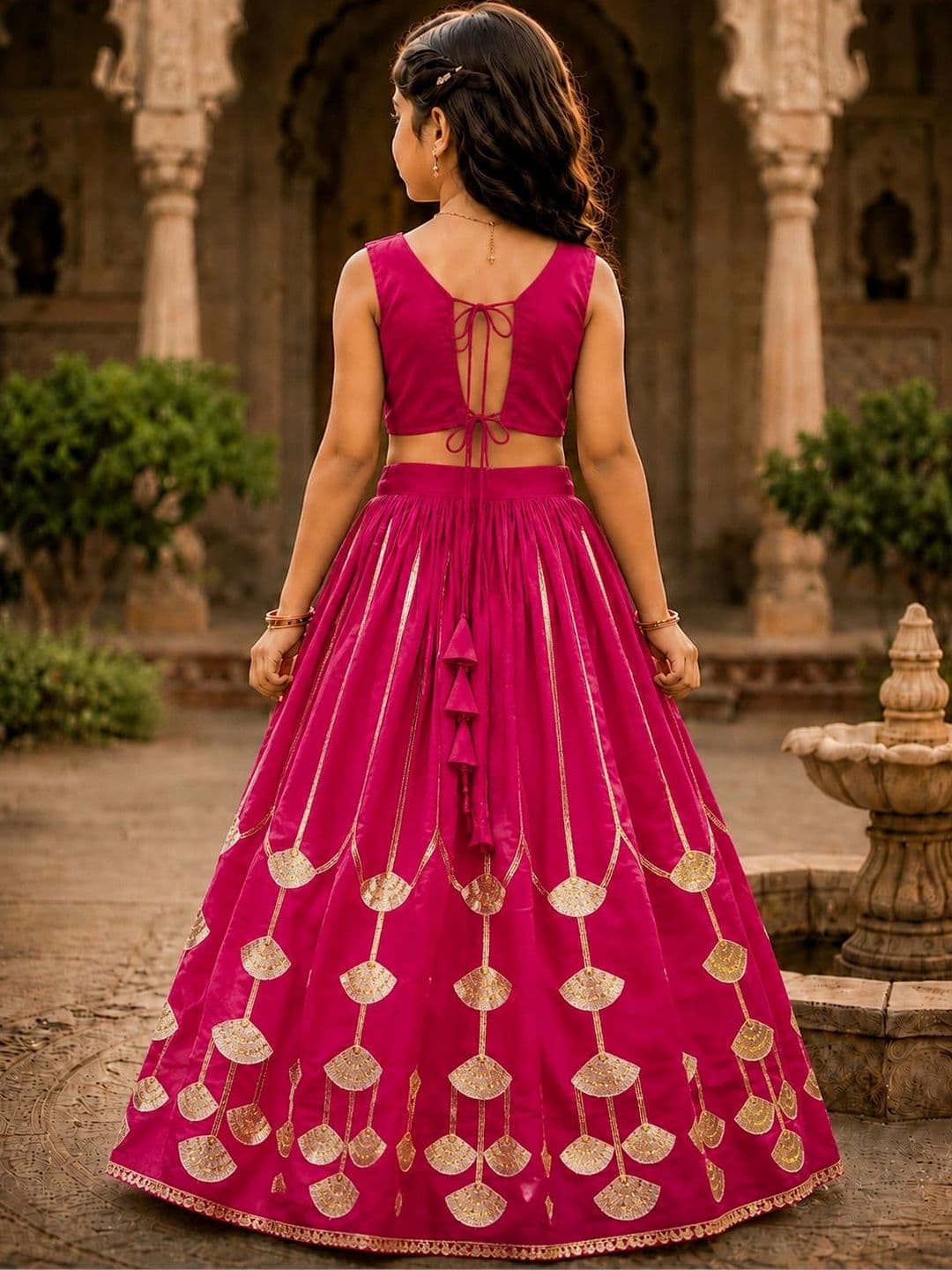 KALINI Girls Embellished Sequinned Ready to Wear Lehenga & thumbnail 4