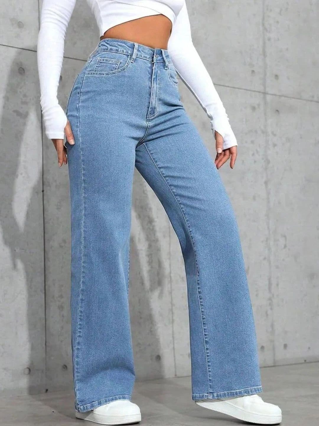 Mast & Harbour Women Comfort Wide Leg High-Rise Light Fade Stretchable Jeans thumbnail 2