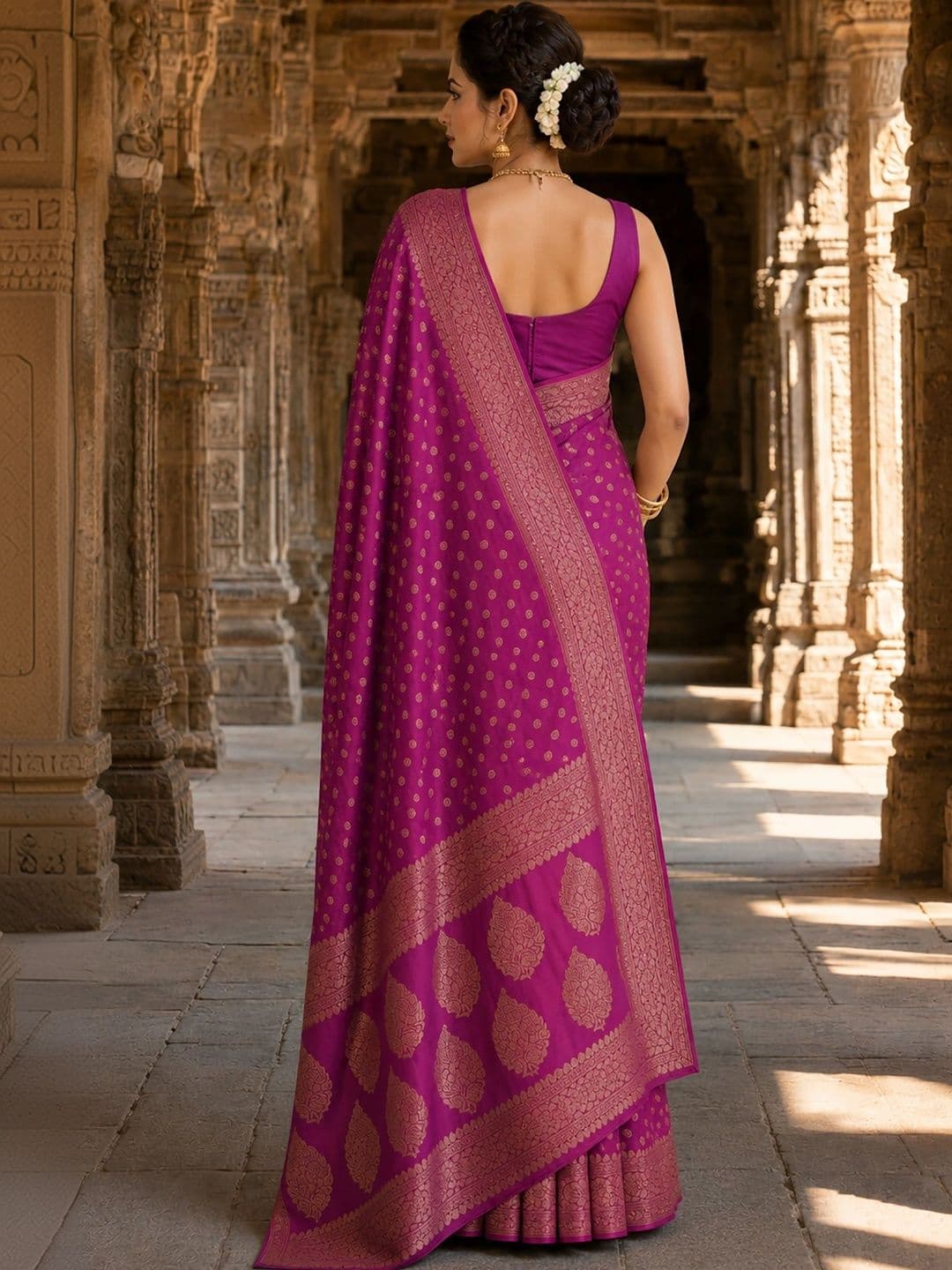 Mitera Woven Design Zari Silk Blend Designer Banarasi Saree thumbnail 3