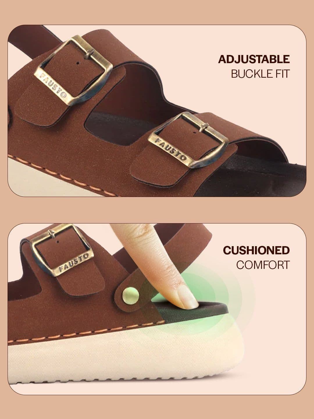 FAUSTO Men Open Toe Waterproof Comfort Sandals thumbnail 5