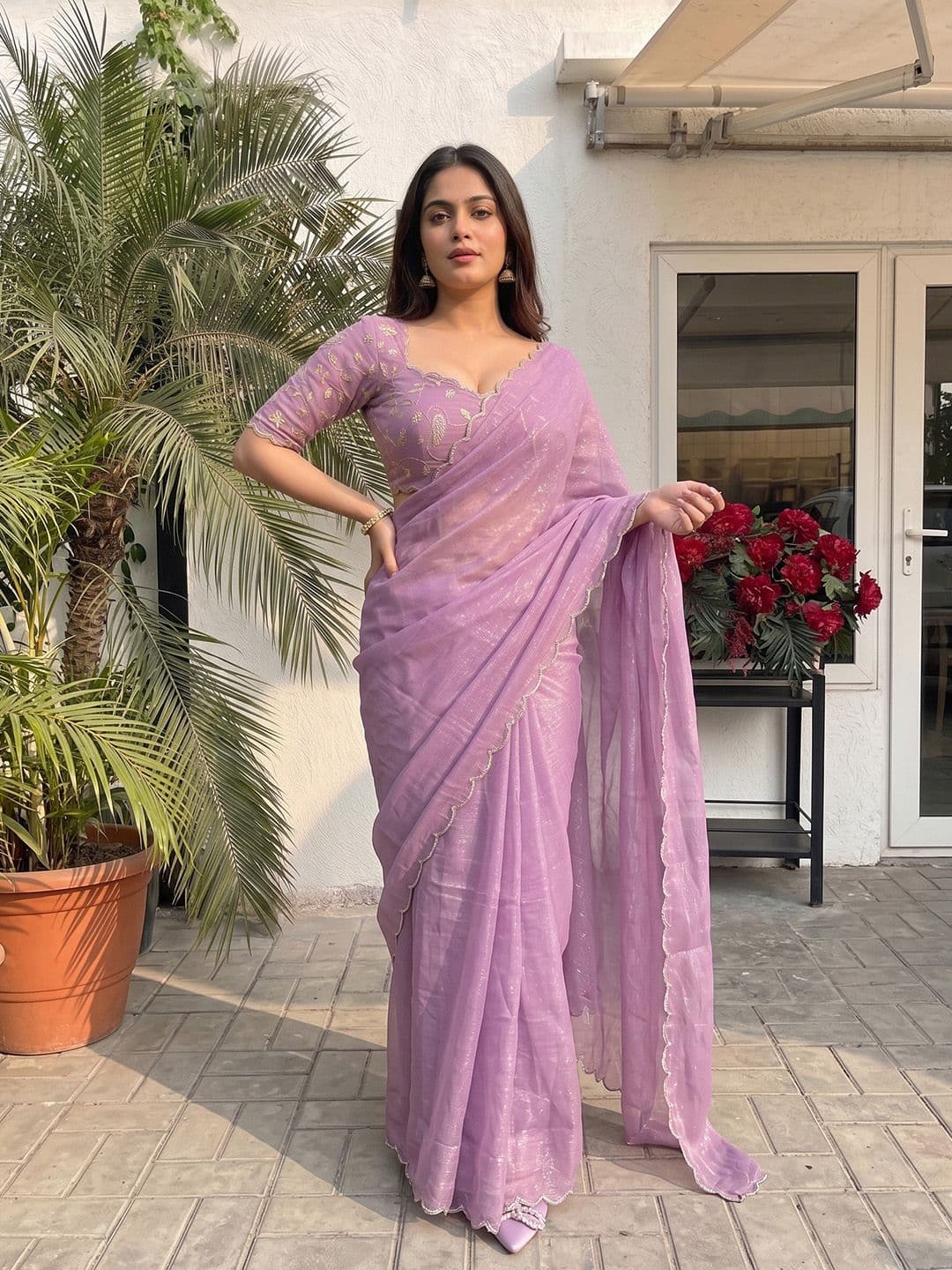 Shreevally Embroidered Organza Designer Saree - view 1