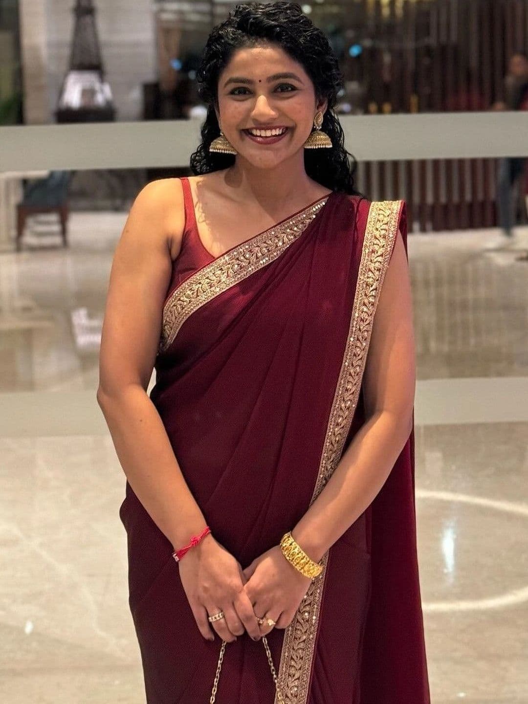 ANJAVI FASHION Embroidered Jute Silk Saree thumbnail 3
